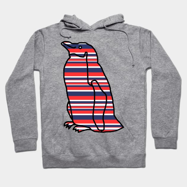 Red and Blue Stripes Penguin Hoodie by ellenhenryart